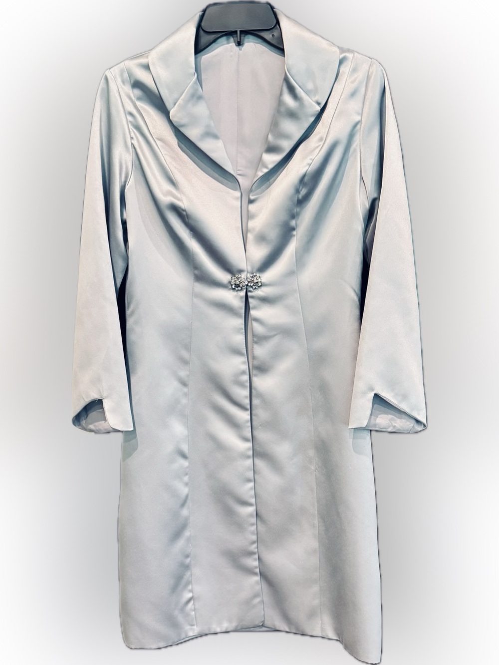 🌸Custom Made Satin Silver Formal Knee Length Jacket